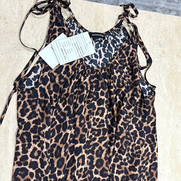 ANINE BING 2026 FLORA MAXI DRESS IN LEOPARD PRINT Size S MSRP $400 - Picture 3 of 6